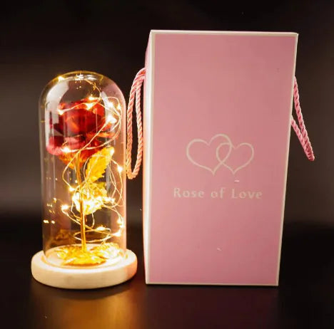 Enchanted Forever Rose Flower in Glass LED Light Christmas Decoration