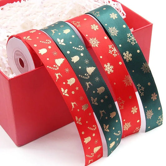 Ribbon Printed Christmas Design Decoration Gift Packing