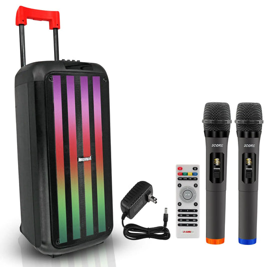 5Core Bluetooth Party Speaker 8 inch PA RGB Partybox Karaoke Machine + 2 Wireless Mic